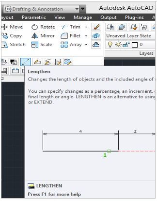 Lengthen Command in AutoCAD