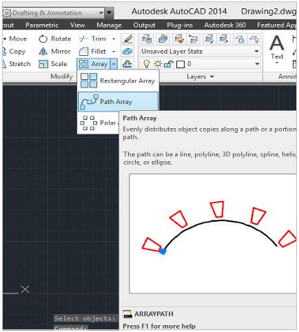 Path Array in AutoCAD