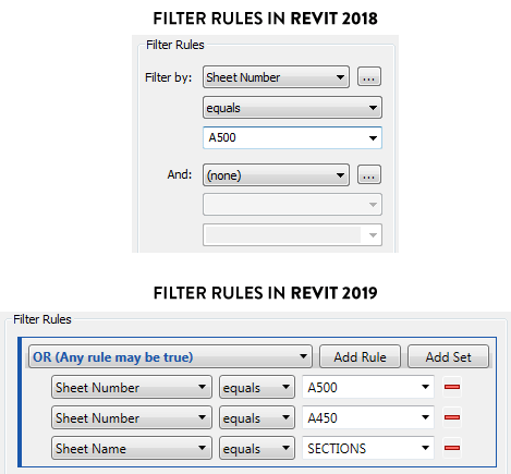 ROVED FILTERS RULES in Revit 2019